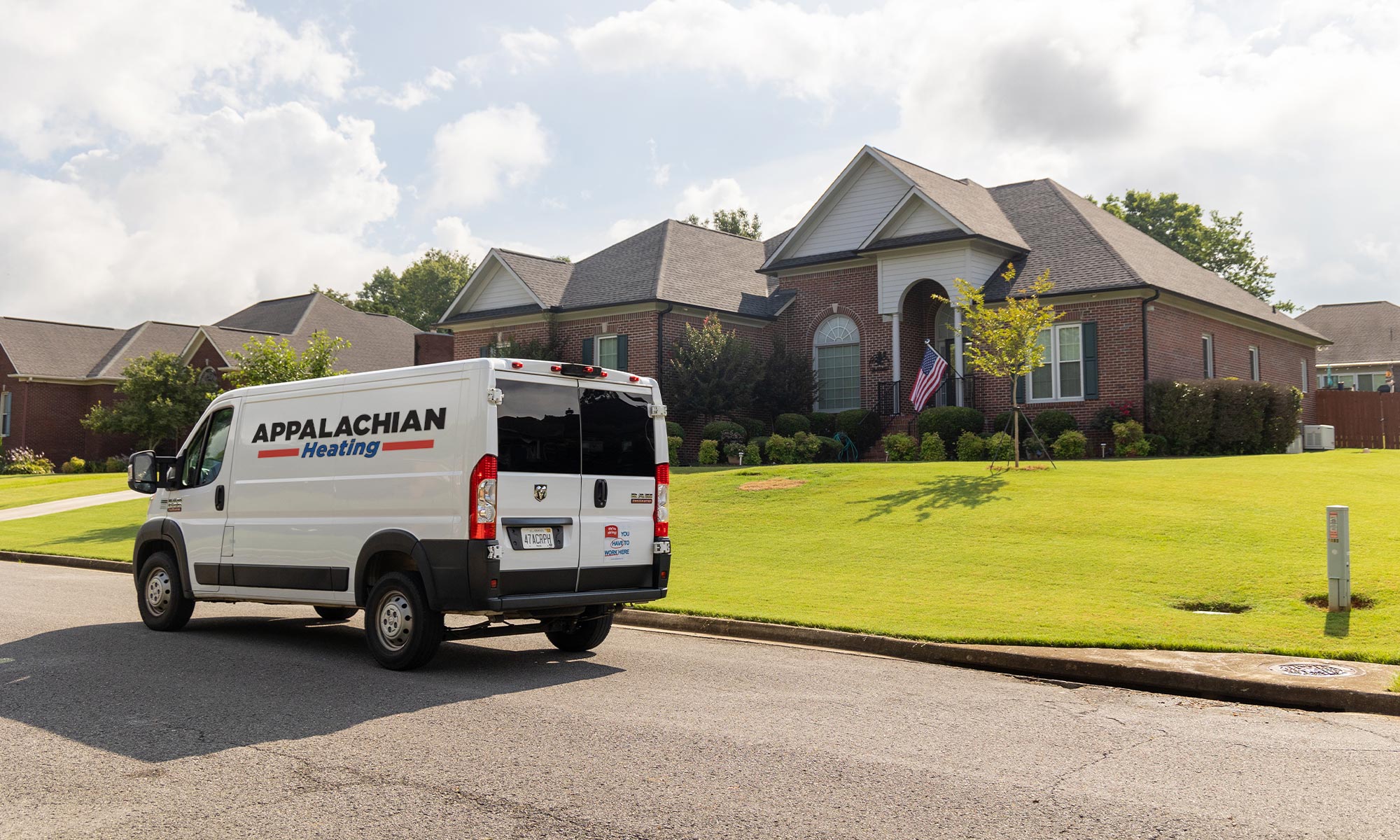a truck is parked in front of a house